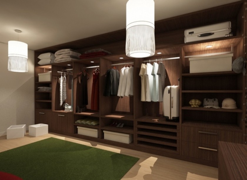 Классическая гардеробная комната из массива с подсветкой Севастополь